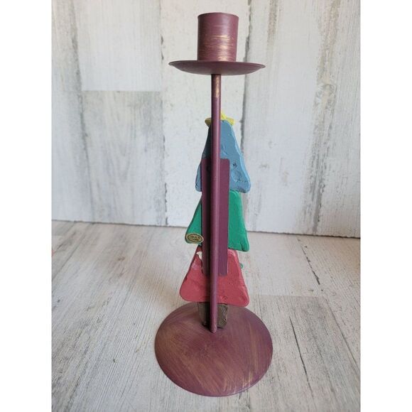 Candlestick holder clay Xmas tree gingerbread men vintage home decor - Picture 6 of 9